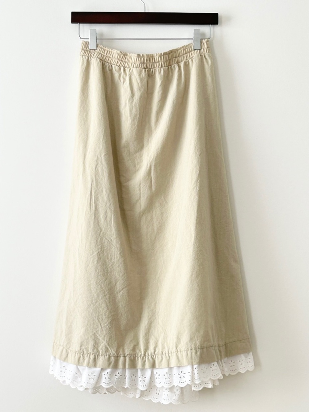 Vintage Byer California 100% Cotton Eyelet Lace Trim Button Midi Skirt - Picture 10 of 16